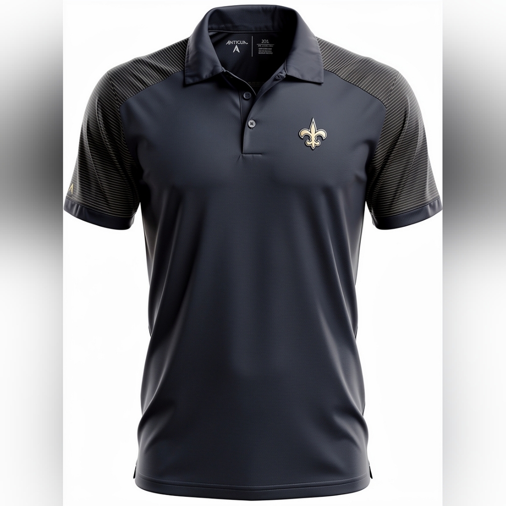 Antigua Black Polo with Gold Fleur-de-Lis Size XL